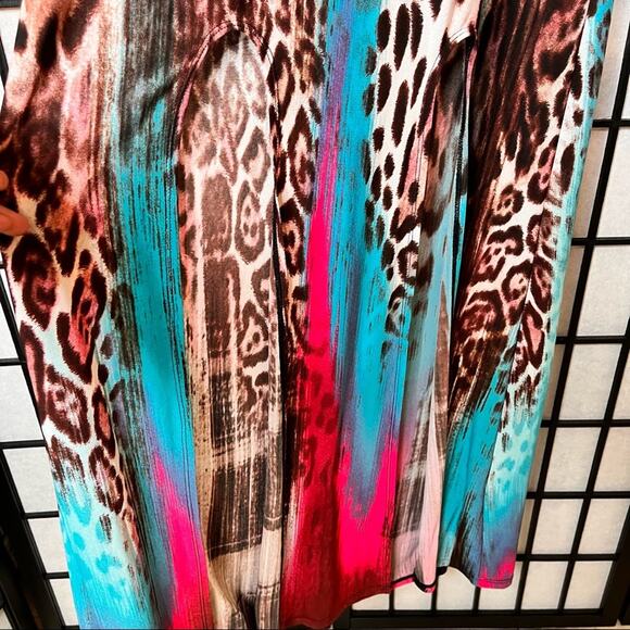 Venus Halter Beaded Leopard Print Multi-color Maxi Dress - Picture 10 of 11